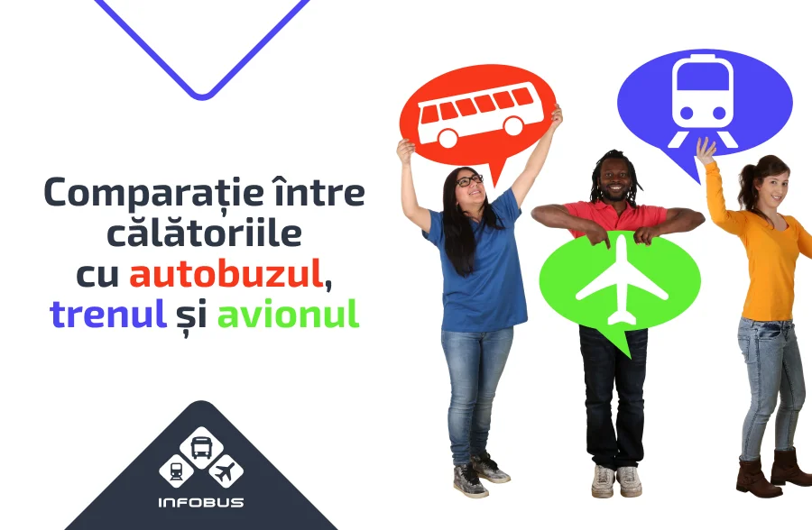 Comparație între călătoriile cu autobuzul, trenul și avionul